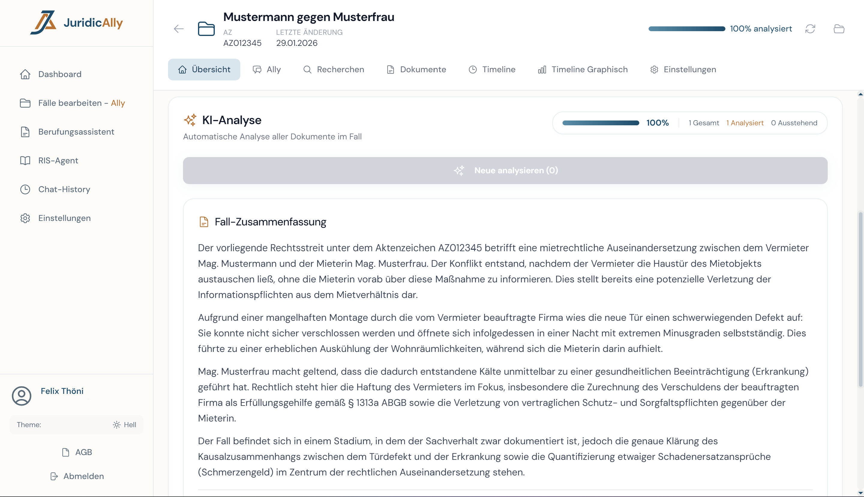 Ally - KI-Assistent für Rechtsanwälte