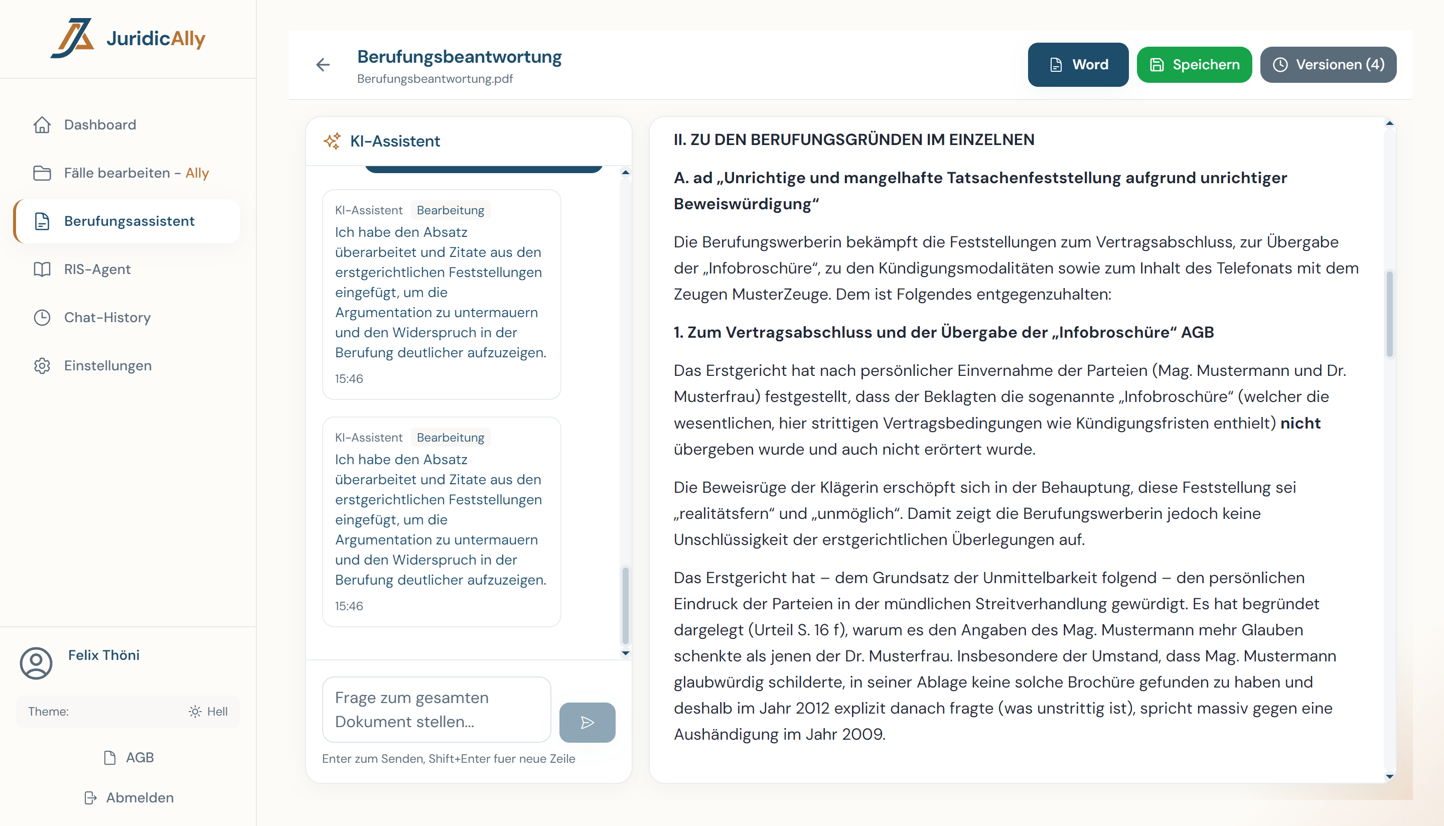 Berufungs-Agent - KI für Berufungsschriften